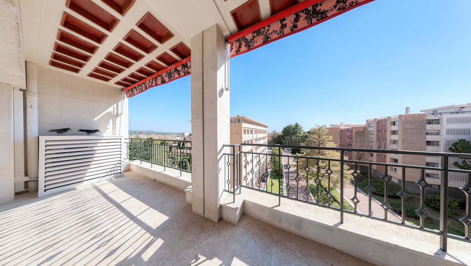 la terrasse couverte très ensoleillée